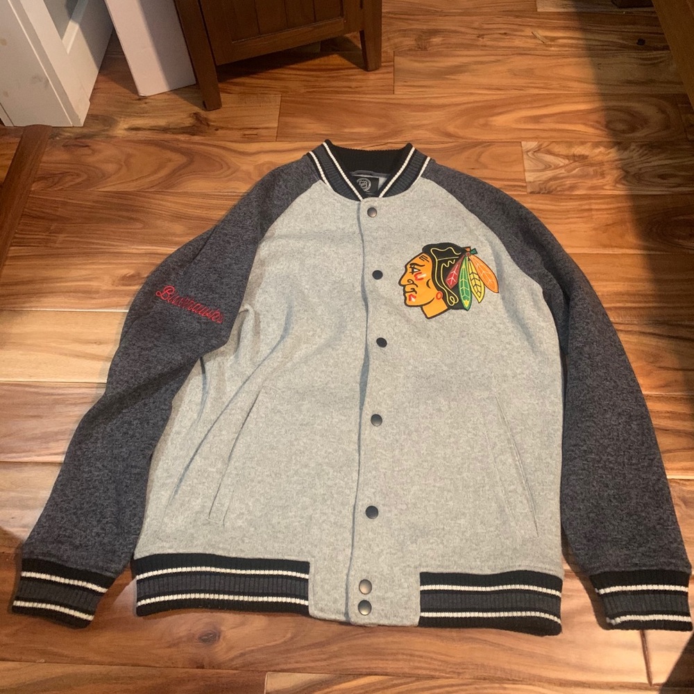 NHL Blackhawks letterman jacket.